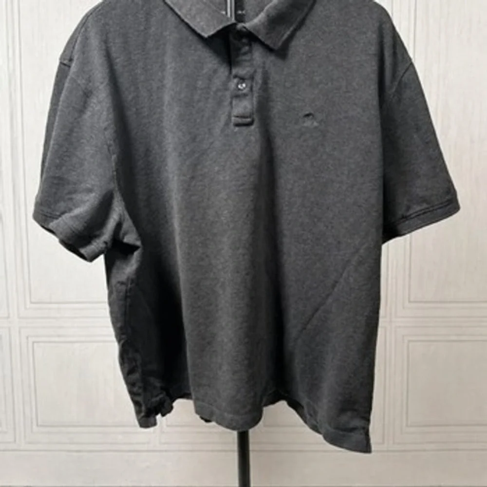 Banana Republic XXL Polo Shirt Charcoal Gray Organic Cotton Tonal Logo Preppy